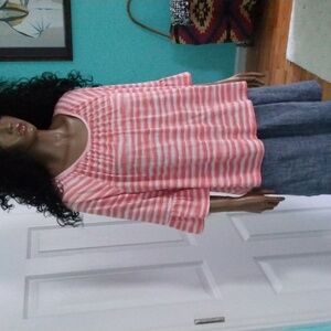 Michael Kors Summer Top In Shades Of Peachy Orange Size L Cotton Blend. NWOT